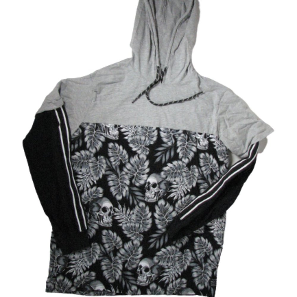 Westy Skull Hooded Shirt Black Gray XL Men
